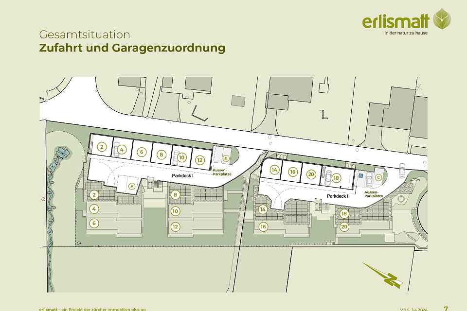 Übersicht Gesamtsituation mit Garagenzuordnung